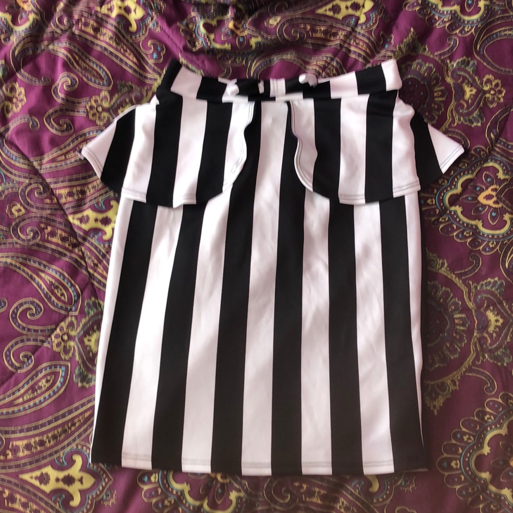 Black and White Striped body shaping skirt